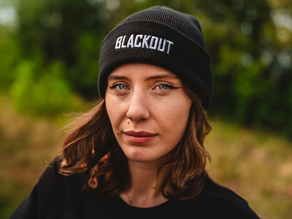 Embroidered beanie Black