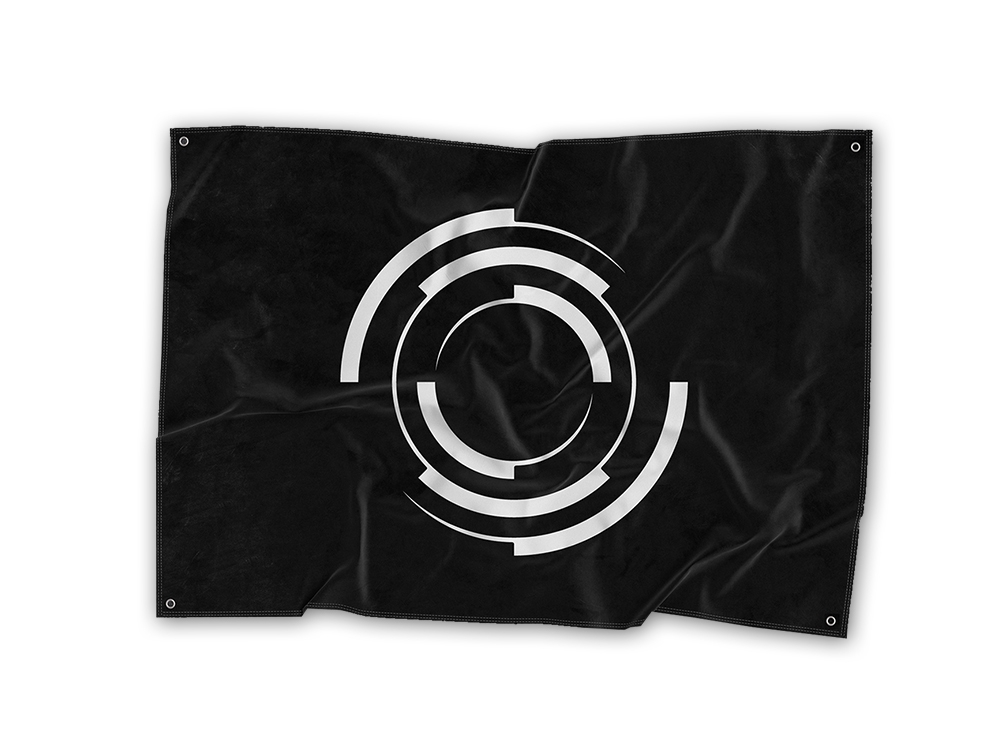 Flag Black flag with white Blackout logo