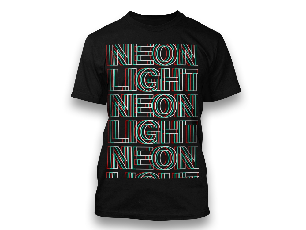 T-Shirt Black - Neonlight - Repeat - RGW Print