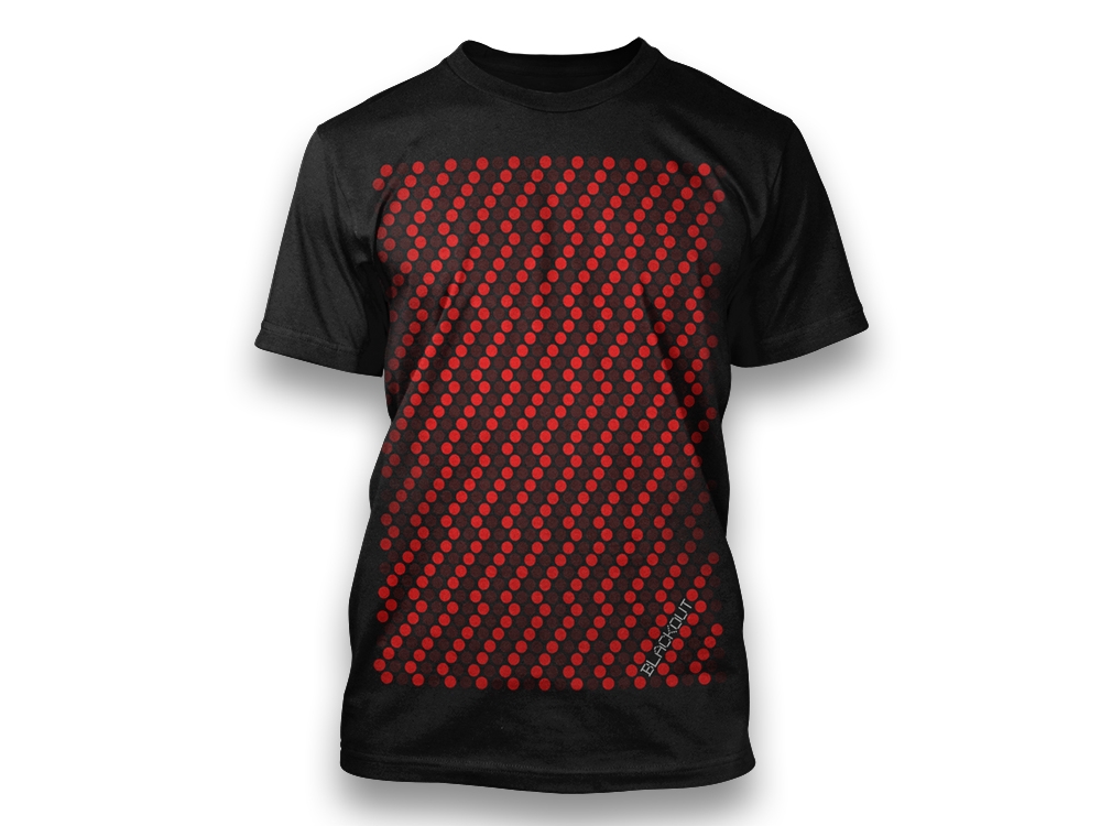 T-Shirt Black - Red Dots Blackout Print